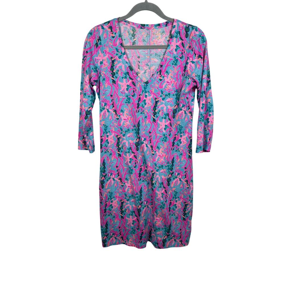 Lilly Pulitzer Tessa Dress Womens Small Multi Seaweed Samba Excellent V-Neck